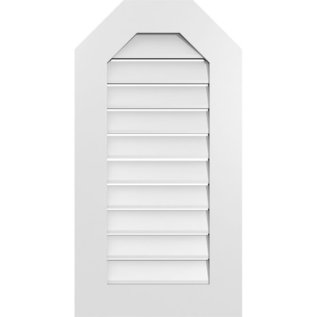 Ekena Millwork Octagonal Top Surface Mount PVC Gable Vent: Functional, w/ 3-1/2"W x 1"P Standard Frame, 18"W x 34"H GVPOT18X3401SF